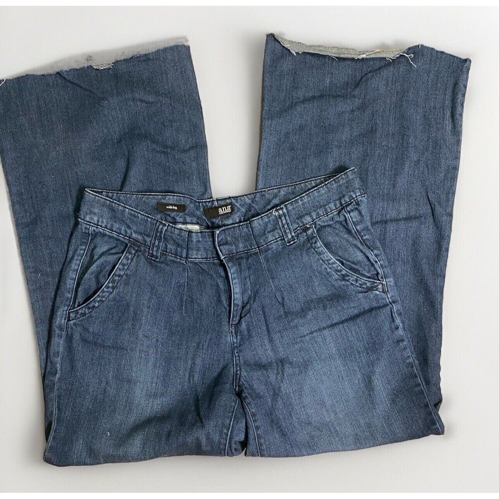 A.N.A. A New Approach Woman Dark Rinse 14W SHORT Wide Leg Jeans Raw‎ Hem At 31"
